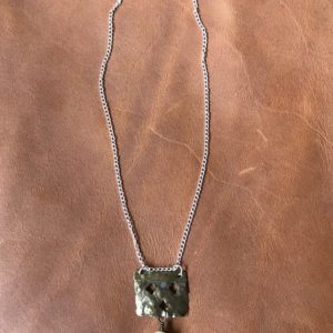 Brass Block Pearl Necklace